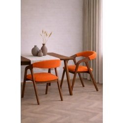 PRODUCENT Krzesło Dębowe KR-201 Kolor Tkaniny Pomarańczowy Kolor Drewna Orzech